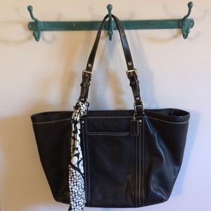 COACH Black Leather Purse with Removable Scarf
